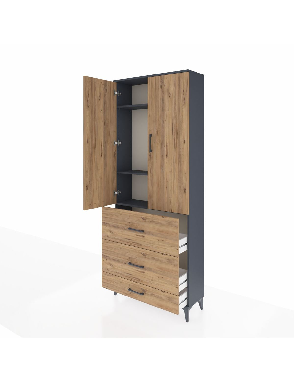 Arges Dolap 3 Raflı 3 Çekmeceli 2 Kapaklı 88x30x221 - S30M107V6A
