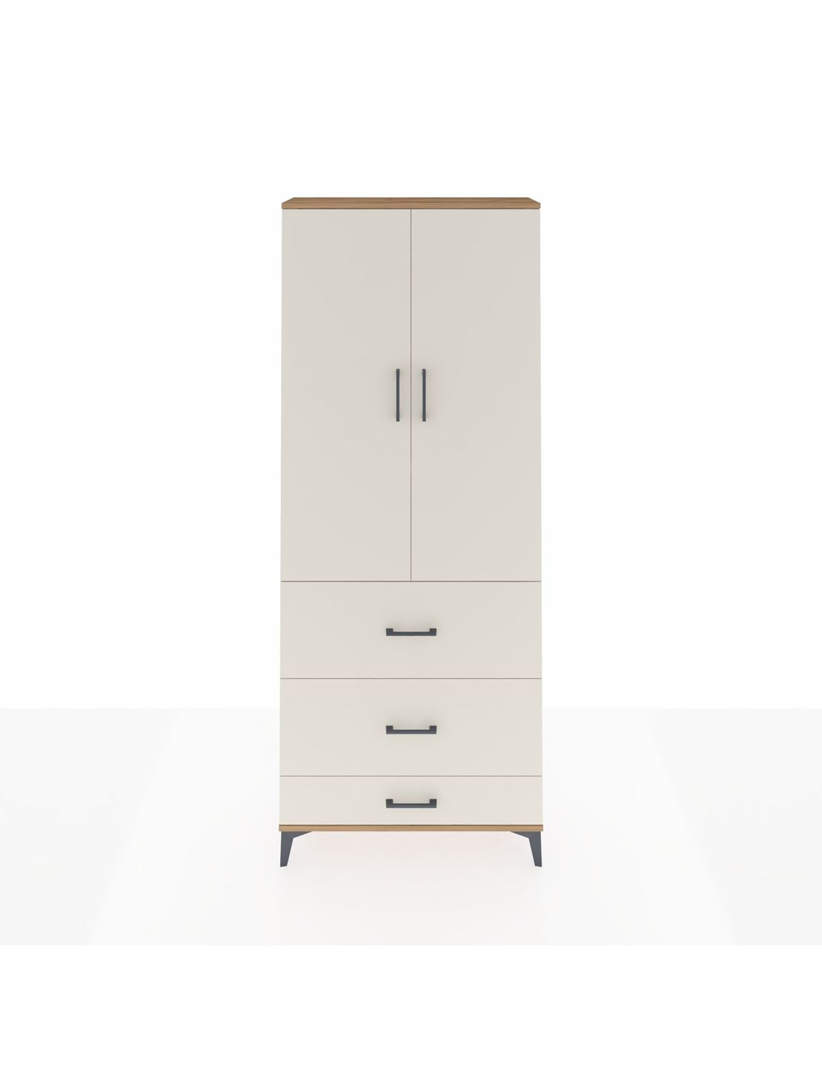 Arges Dolap 3 Raflı 3 Çekmeceli 2 Kapaklı 88x30x221 Çam-Aytaşı