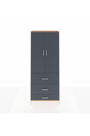 Arges Dolap 3 Raflı 3 Çekmeceli 2 Kapaklı 88x30x221 Çam-Antrasit