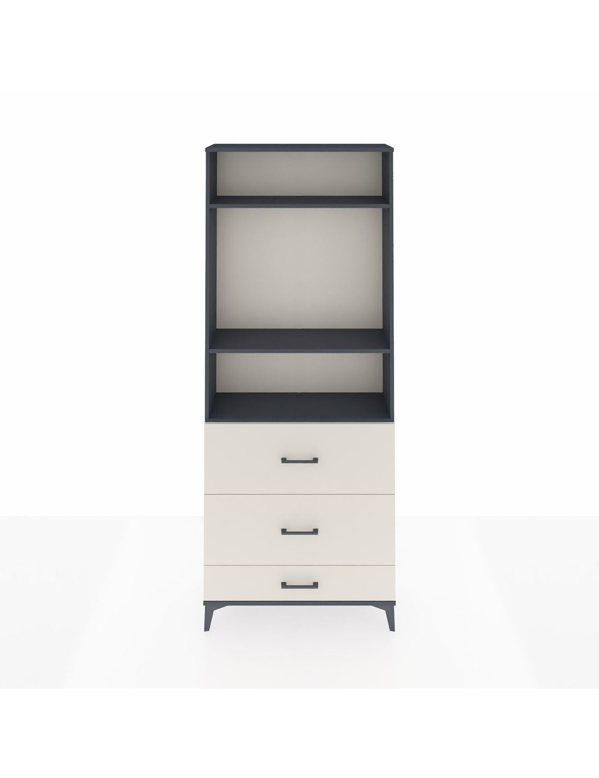 Arges Dolap 3 Raflı 3 Çekmeceli 88x30x221 Antrasit-Aytaşı