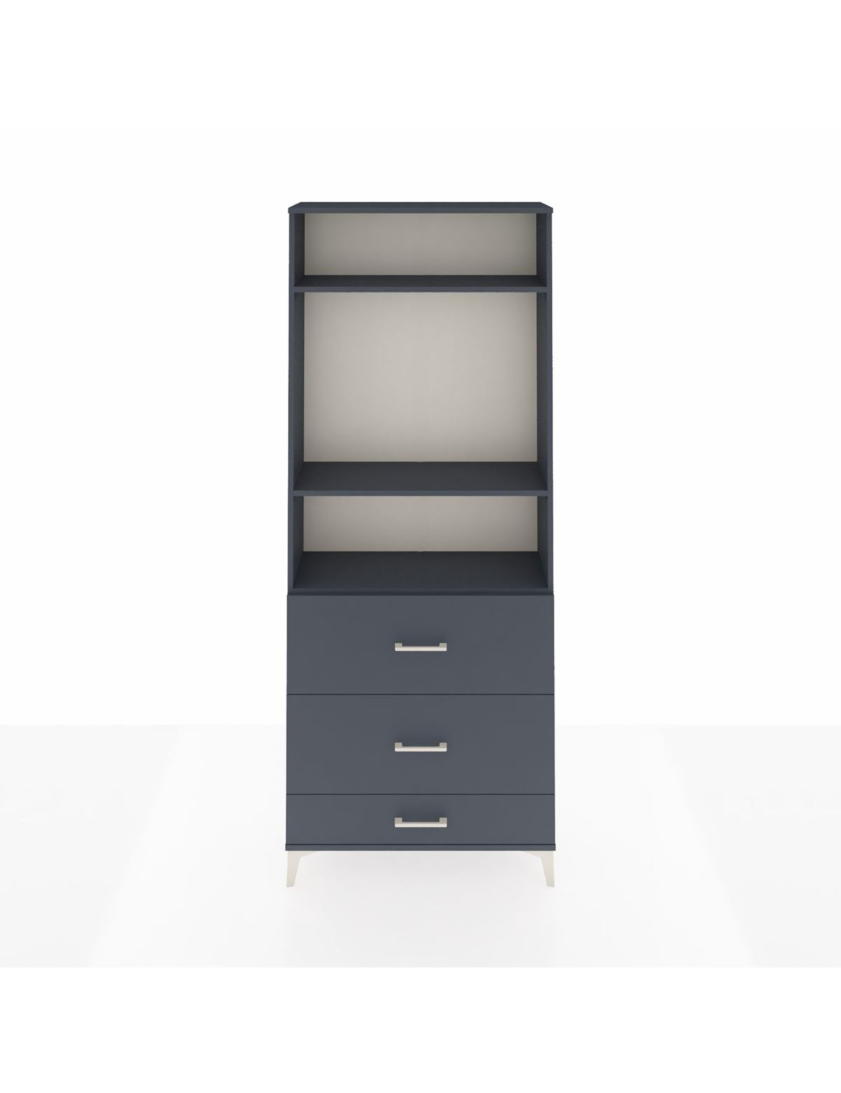 Arges Dolap 3 Raflı 3 Çekmeceli 88x30x221 Antrasit-Antrasit