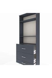 Arges Dolap 3 Raflı 3 Çekmeceli 88x30x221 Antrasit-Antrasit