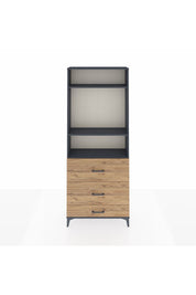 Arges Dolap 3 Raflı 3 Çekmeceli 88x30x221 Antrasit-Çam
