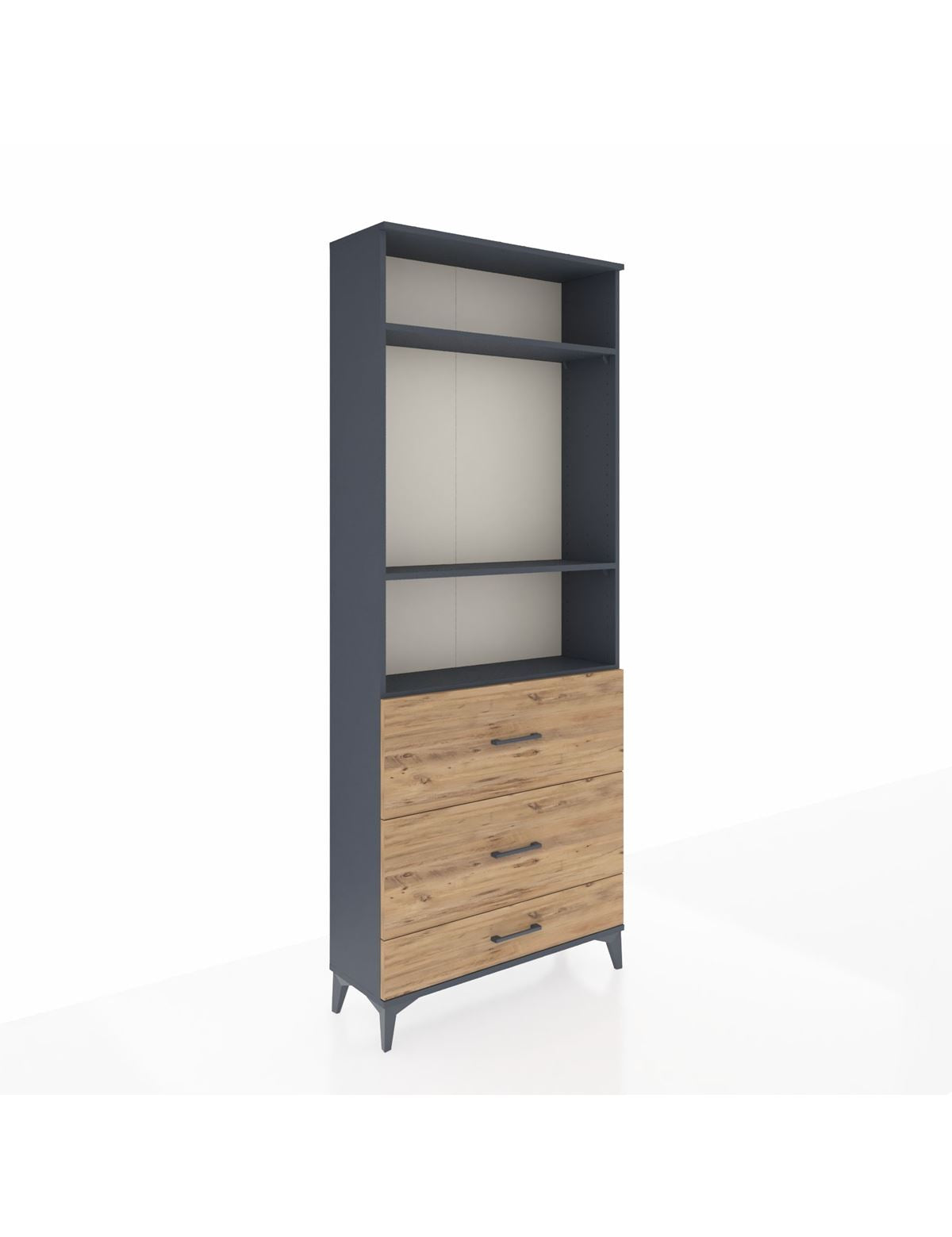 Arges Dolap 3 Raflı 3 Çekmeceli 88x30x221 Antrasit-Çam