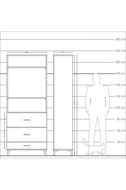 Arges Dolap 3 Raflı 3 Çekmeceli 88x30x221 Antrasit-Çam