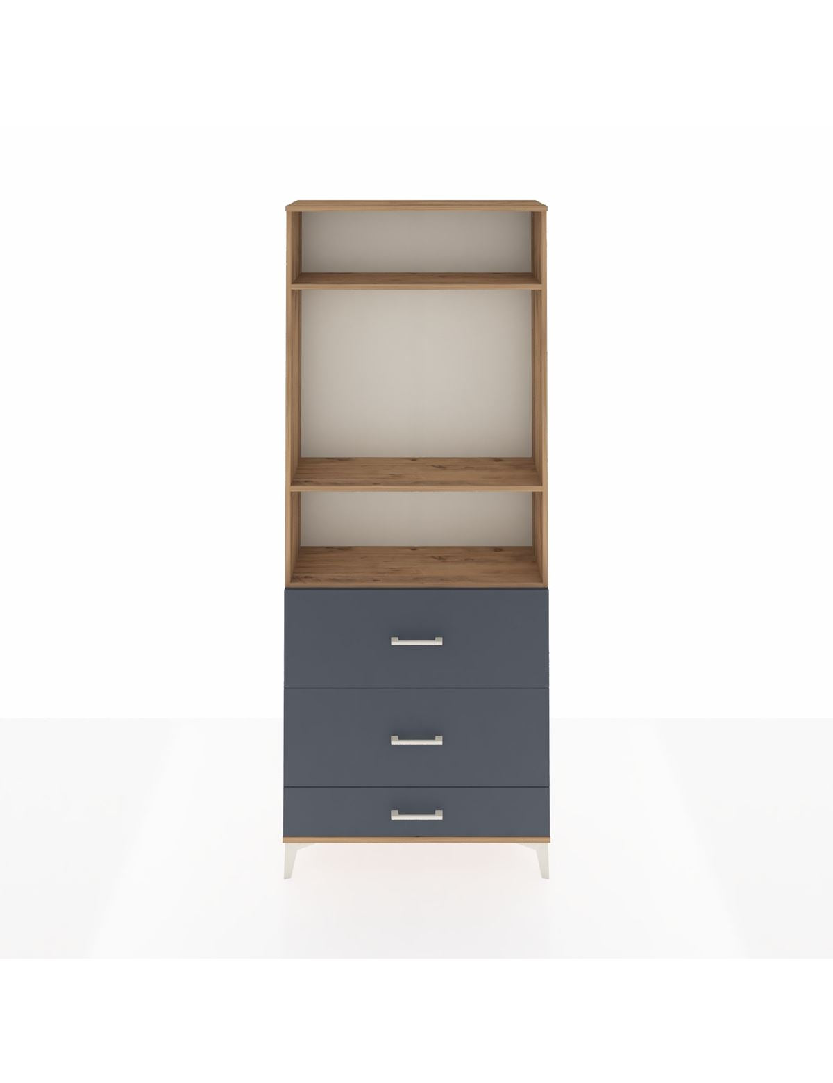 Arges Dolap 3 Raflı 3 Çekmeceli 88x30x221 Çam-Antrasit