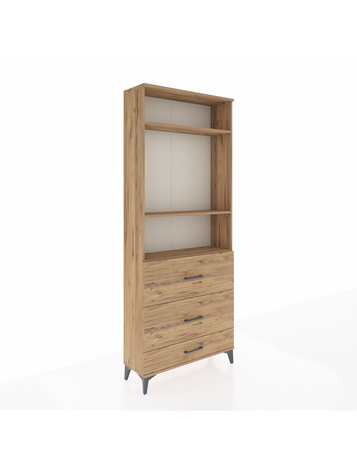 Arges Dolap 3 Raflı 3 Çekmeceli 88x30x221 Çam-Çam