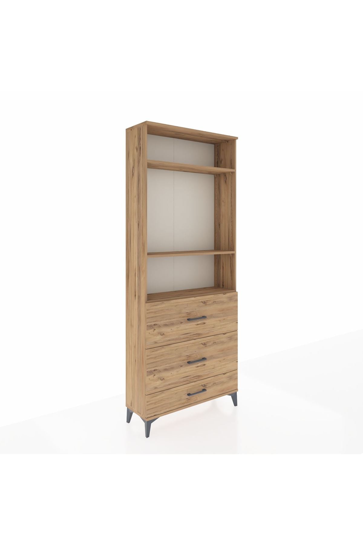 Arges Dolap 3 Raflı 3 Çekmeceli 88x30x221 Çam-Çam