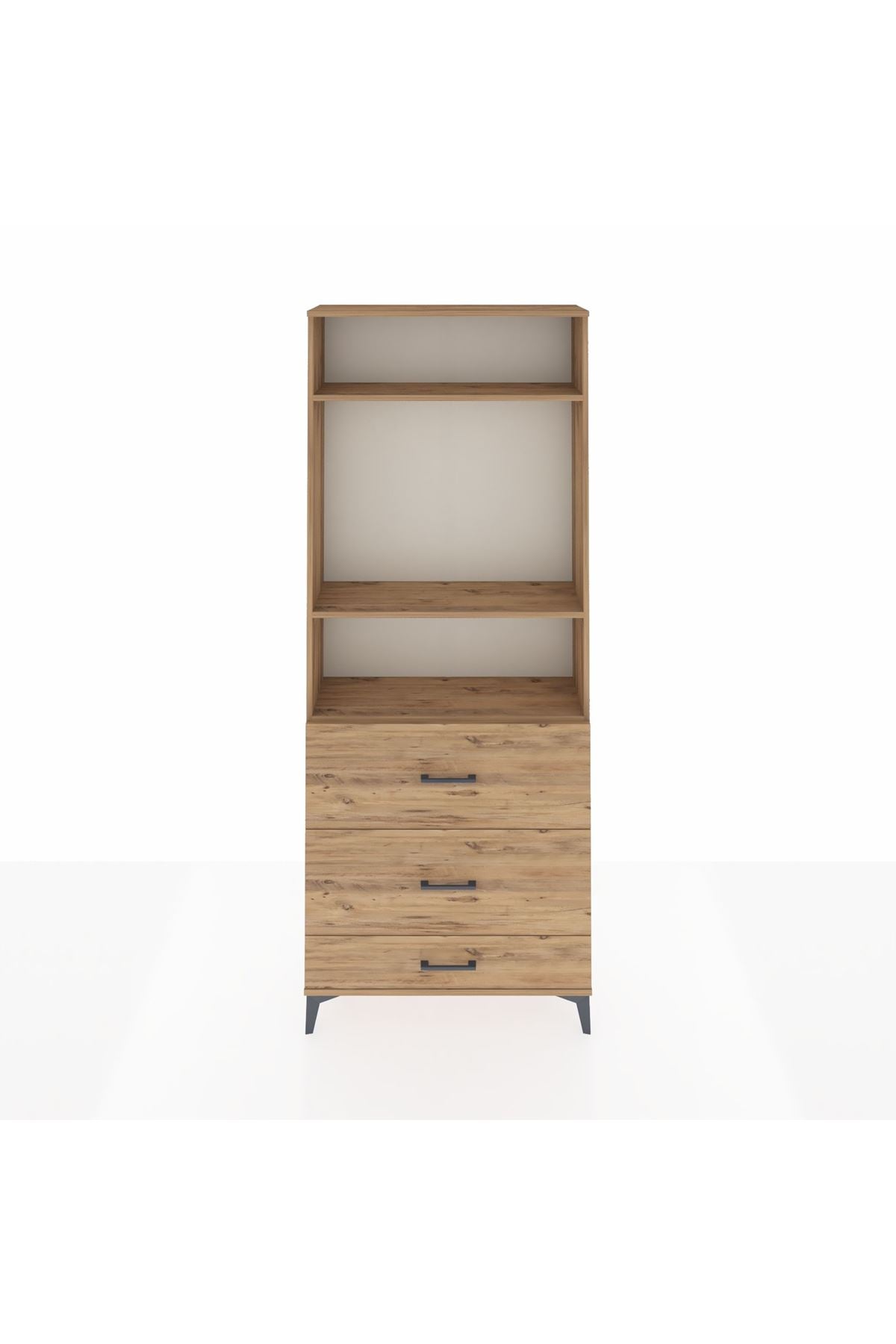 Arges Dolap 3 Raflı 3 Çekmeceli 88x30x221 Çam-Çam