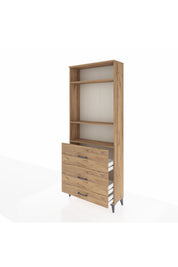 Arges Dolap 3 Raflı 3 Çekmeceli 88x30x221 Çam-Çam