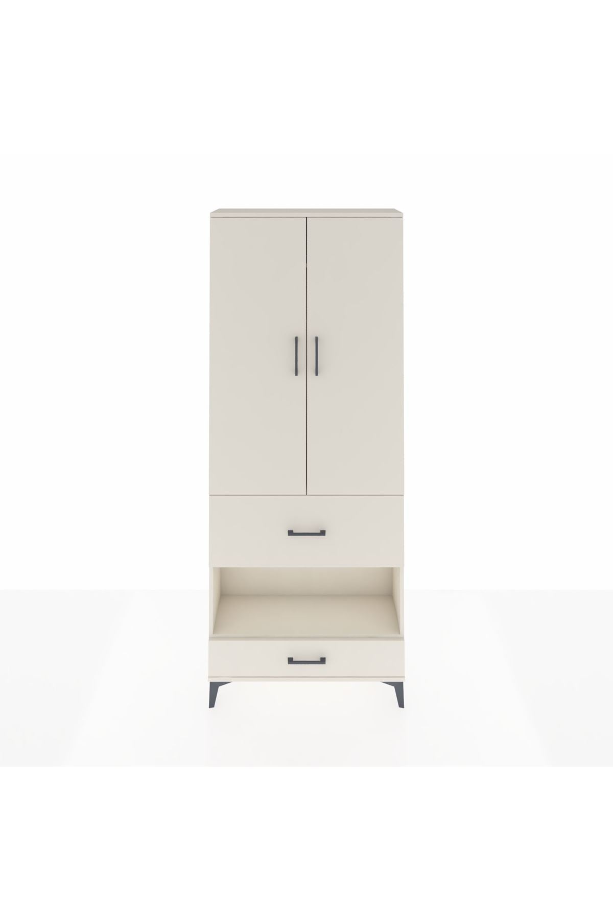 Arges Dolap 3 Raflı 2 Çekmeceli Tek Askılı 88x30x221 Aytaşı-Aytaşı