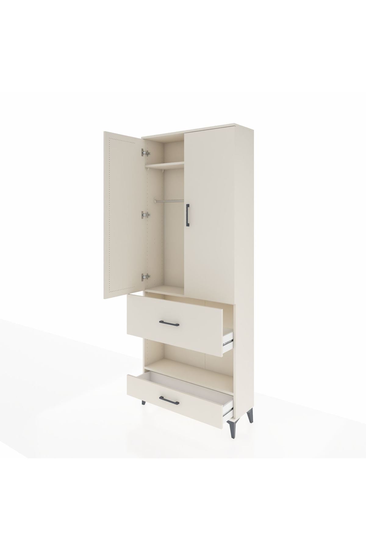 Arges Dolap 3 Raflı 2 Çekmeceli Tek Askılı 88x30x221 Aytaşı-Aytaşı