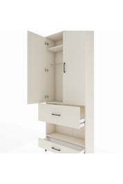 Arges Dolap 3 Raflı 2 Çekmeceli Tek Askılı 88x30x221 Aytaşı-Aytaşı