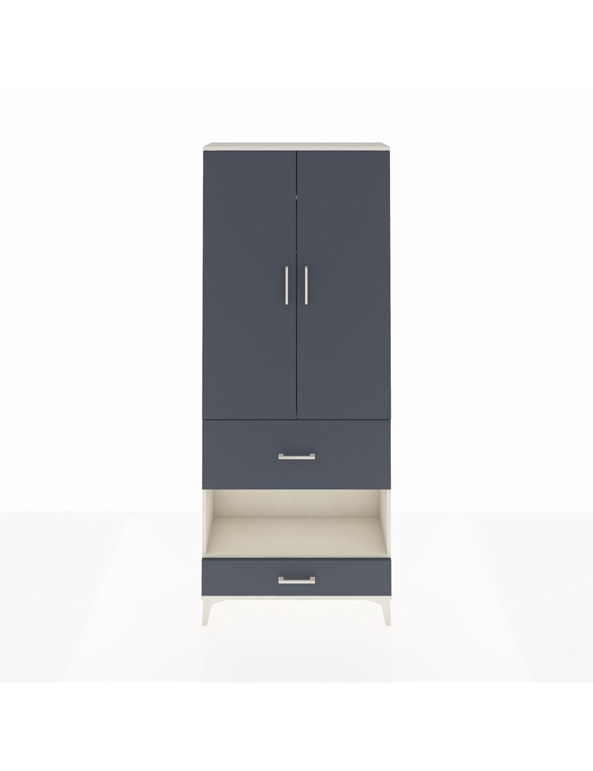 Arges Dolap 3 Raflı 2 Çekmeceli Tek Askılı 88x30x221 Aytaşı-Antrasit