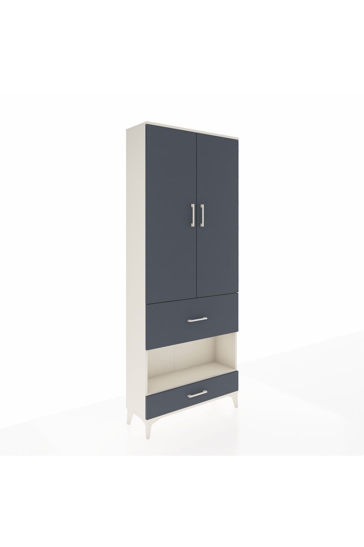 Arges Dolap 3 Raflı 2 Çekmeceli Tek Askılı 88x30x221 Aytaşı-Antrasit