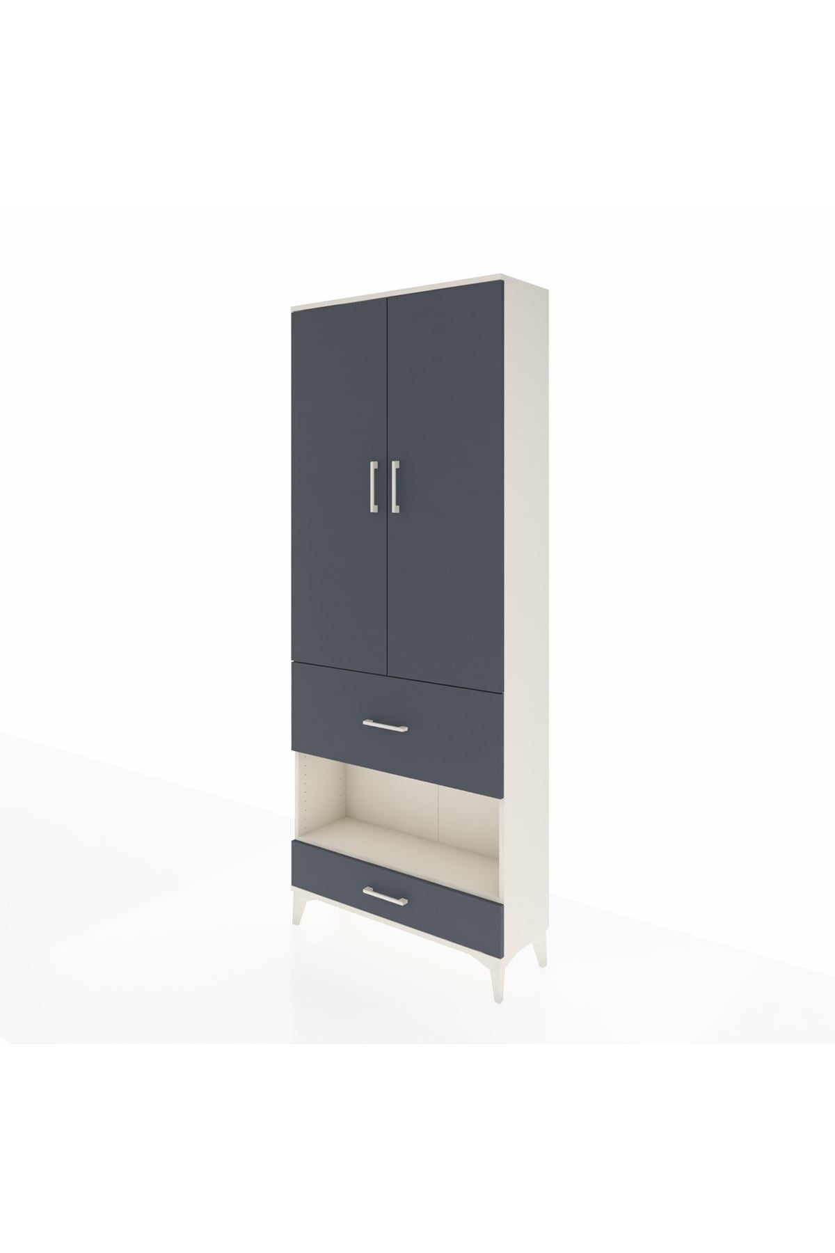 Arges Dolap 3 Raflı 2 Çekmeceli Tek Askılı 88x30x221 Aytaşı-Antrasit