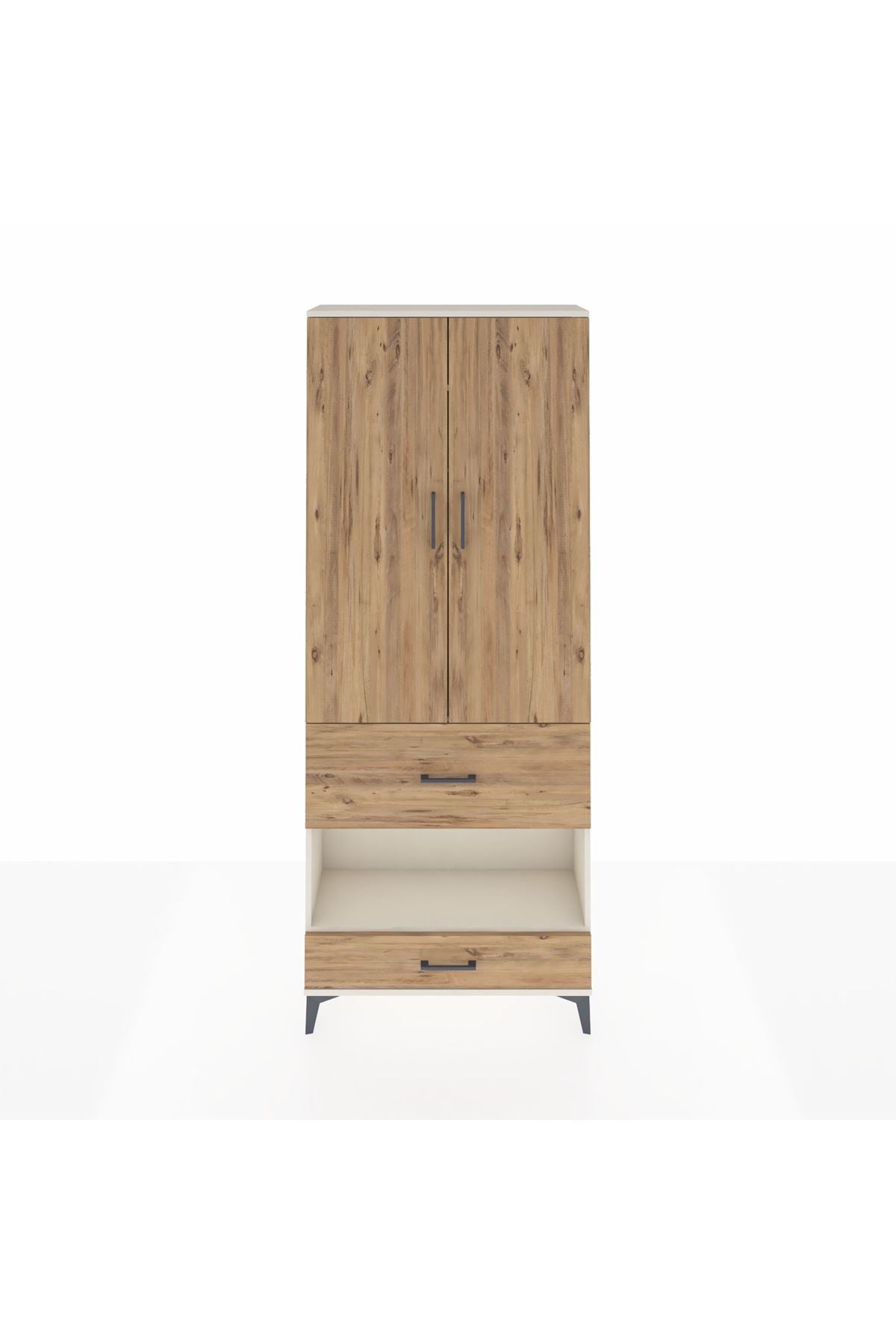 Arges Dolap 3 Raflı 2 Çekmeceli Tek Askılı 88x30x221 Aytaşı-Çam