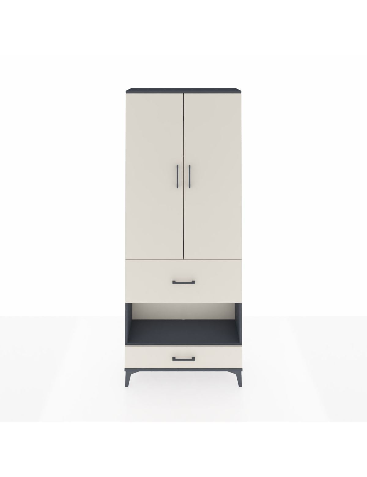 Arges Dolap 3 Raflı 2 Çekmeceli Tek Askılı 88x30x221 Antrasit-Aytaşı