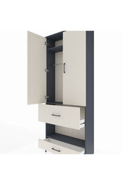 Arges Dolap 3 Raflı 2 Çekmeceli Tek Askılı 88x30x221 Antrasit-Aytaşı