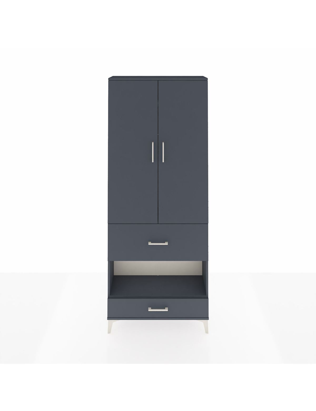 Arges Dolap 3 Raflı 2 Çekmeceli Tek Askılı 88x30x221 Antrasit-Antrasit