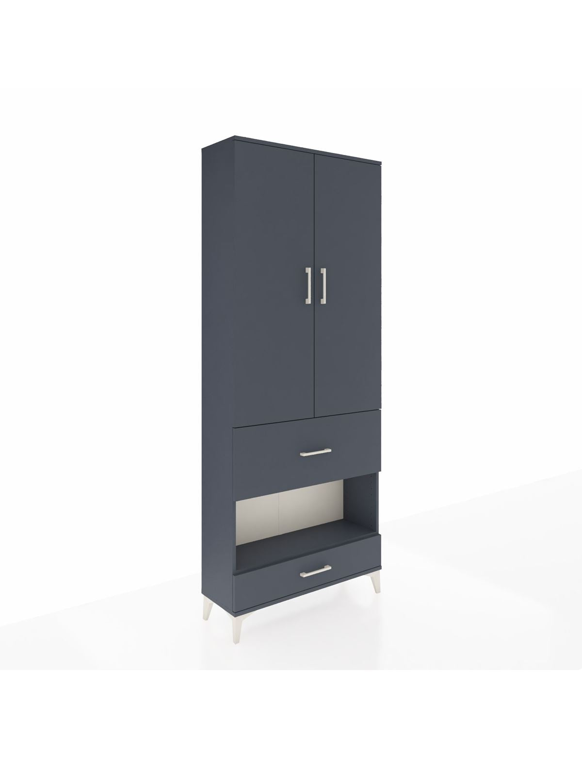 Arges Dolap 3 Raflı 2 Çekmeceli Tek Askılı 88x30x221 Antrasit-Antrasit