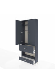 Arges Dolap 3 Raflı 2 Çekmeceli Tek Askılı 88x30x221 Antrasit-Antrasit