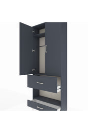 Arges Dolap 3 Raflı 2 Çekmeceli Tek Askılı 88x30x221 Antrasit-Antrasit