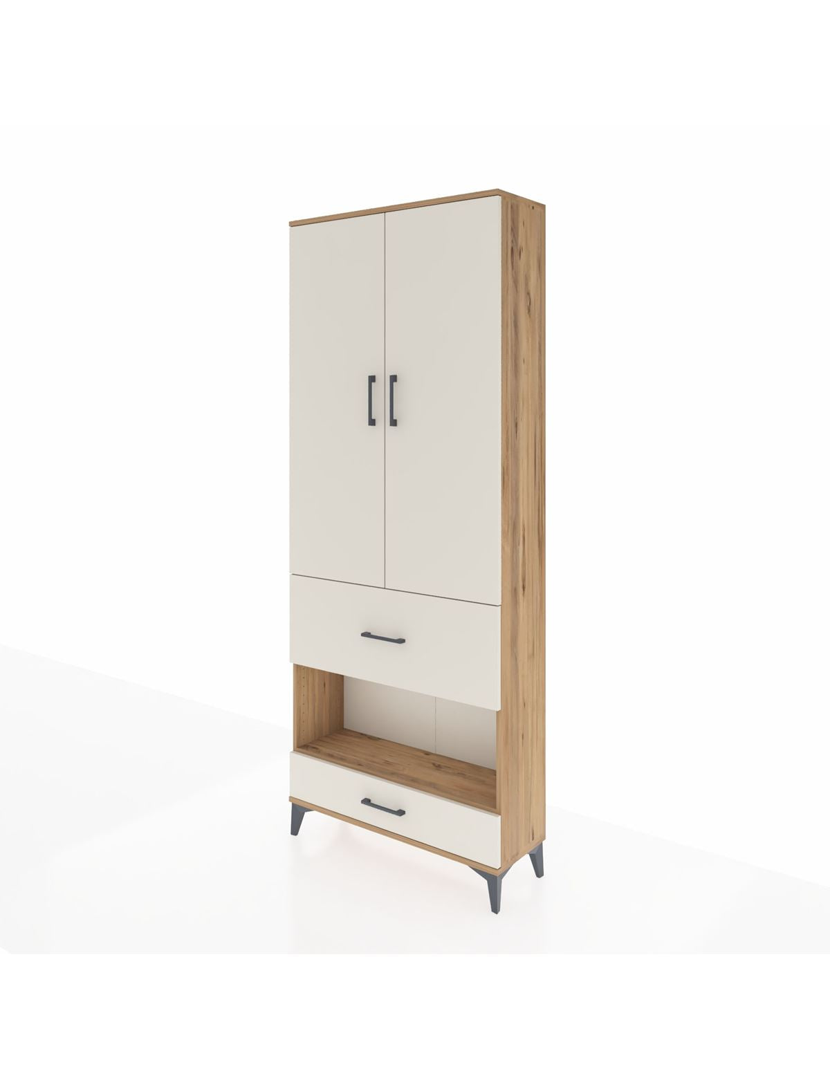 Arges Dolap 3 Raflı 2 Çekmeceli Tek Askılı 88x30x221 - S30M109V7A