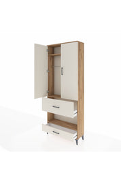 Arges Dolap 3 Raflı 2 Çekmeceli Tek Askılı 88x30x221 Çam-Aytaşı