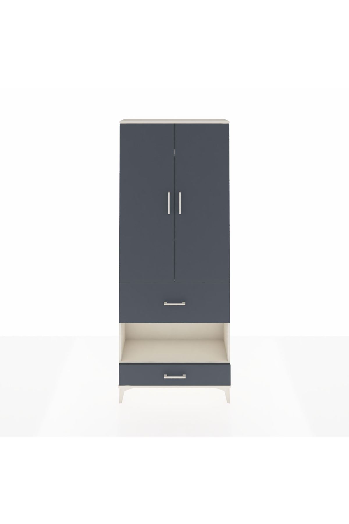 Arges Dolap 4 Raflı 2 Çekmeceli 2 Kapaklı 88x30x221 Aytaşı-Antrasit