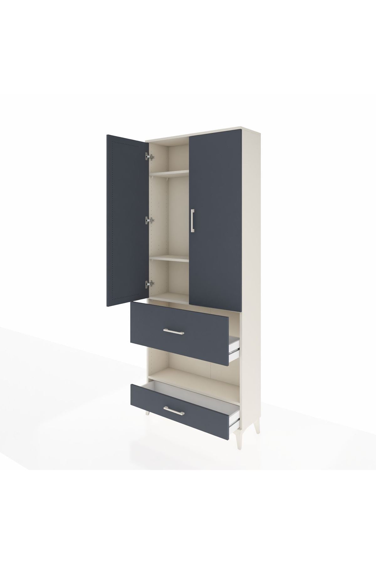 Arges Dolap 4 Raflı 2 Çekmeceli 2 Kapaklı 88x30x221 Aytaşı-Antrasit