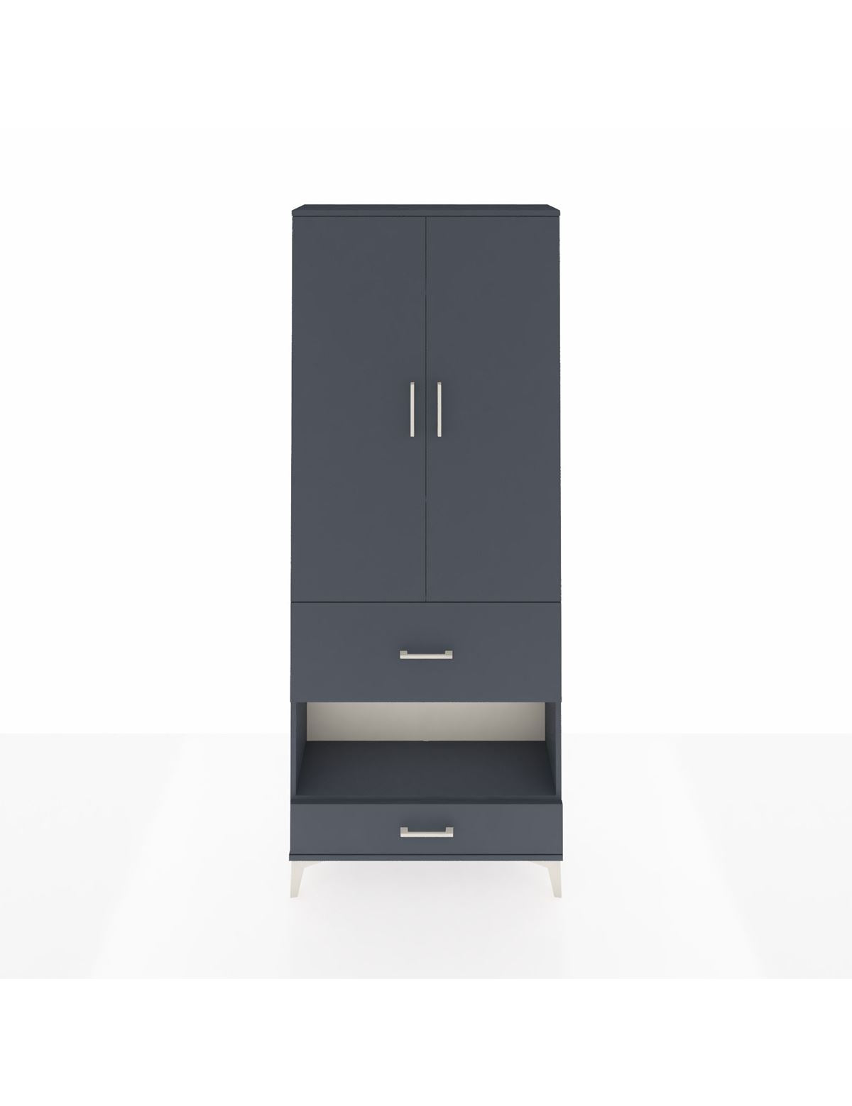 Arges Dolap 4 Raflı 2 Çekmeceli 2 Kapaklı 88x30x221 Antrasit-Antrasit