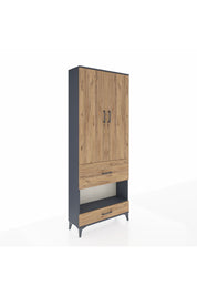 Arges Dolap 4 Raflı 2 Çekmeceli 2 Kapaklı 88x30x221 Antrasit-Çam