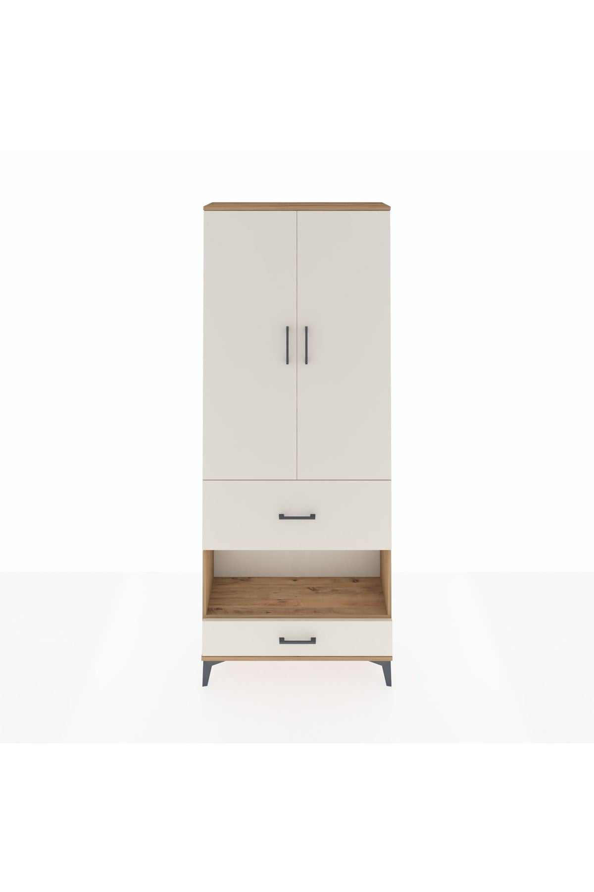 Arges Dolap 4 Raflı 2 Çekmeceli 2 Kapaklı 88x30x221 Çam-Aytaşı