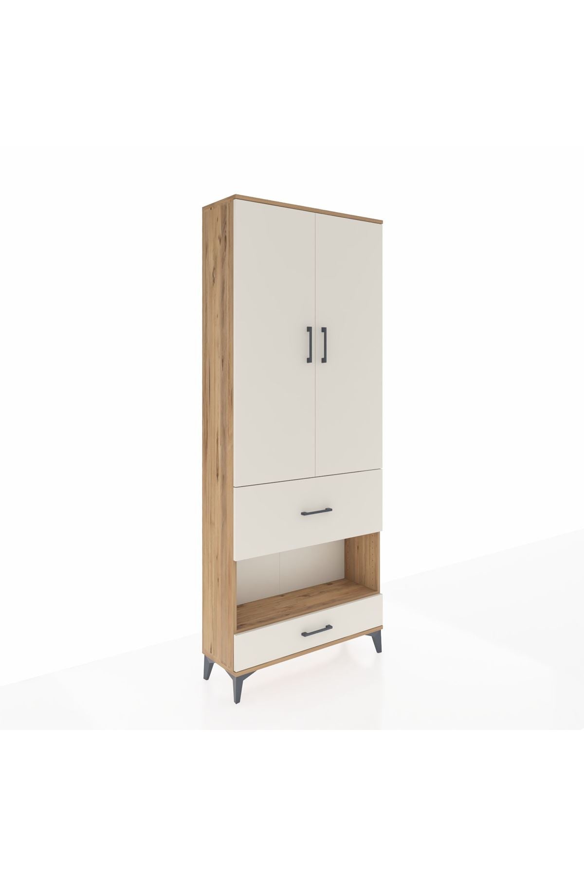 Arges Dolap 4 Raflı 2 Çekmeceli 2 Kapaklı 88x30x221 Çam-Aytaşı