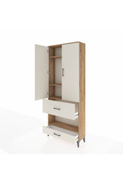 Arges Dolap 4 Raflı 2 Çekmeceli 2 Kapaklı 88x30x221 Çam-Aytaşı