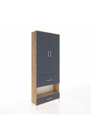 Arges Dolap 4 Raflı 2 Çekmeceli 2 Kapaklı 88x30x221 Çam-Antrasit