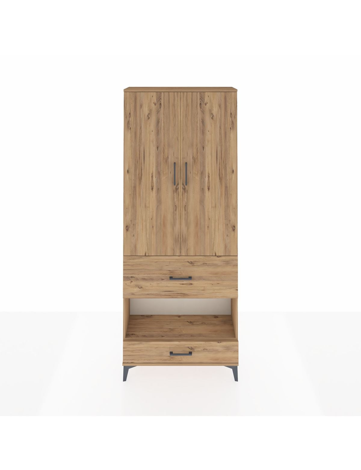 Arges Dolap 4 Raflı 2 Çekmeceli 2 Kapaklı 88x30x221 Çam-Çam