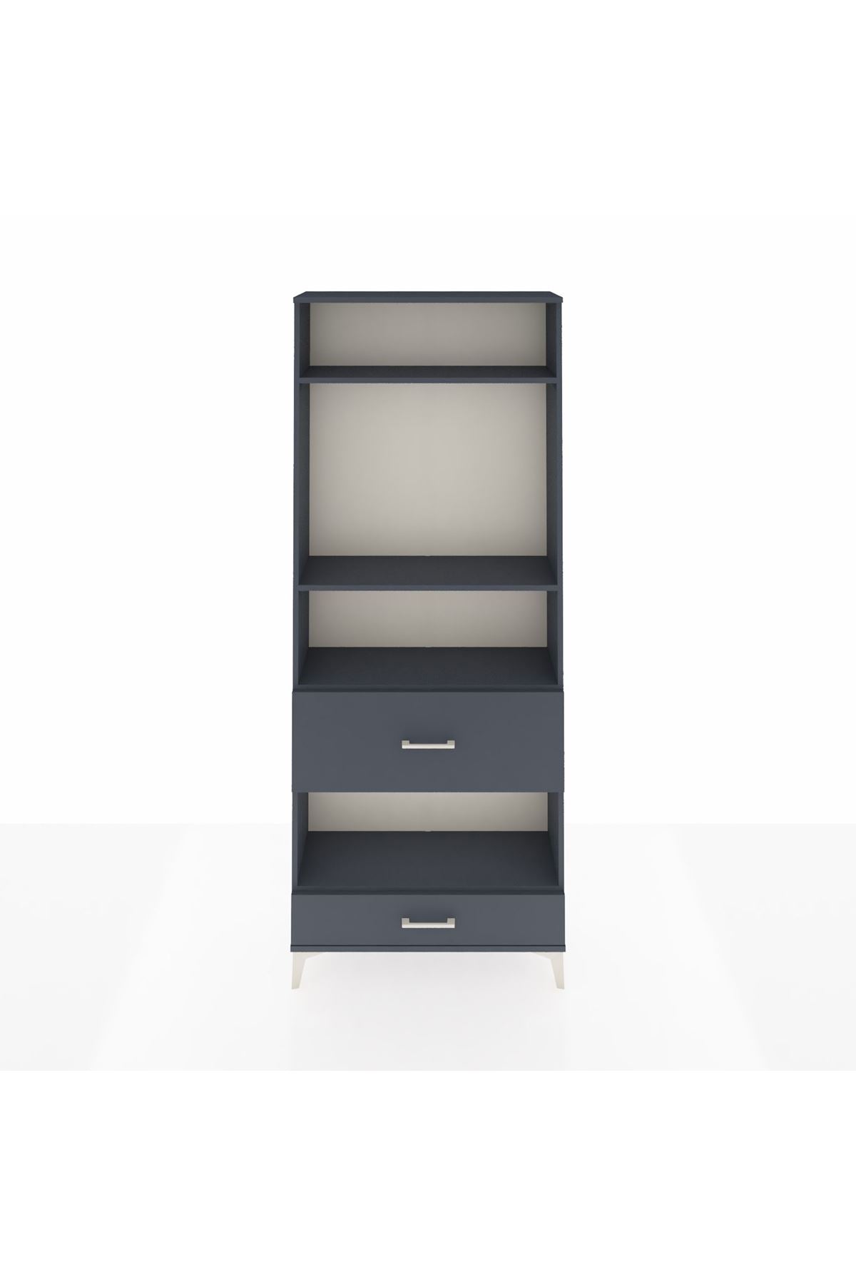 Arges Dolap 4 Raflı 2 Çekmeceli 88x30x221 Antrasit-Antrasit