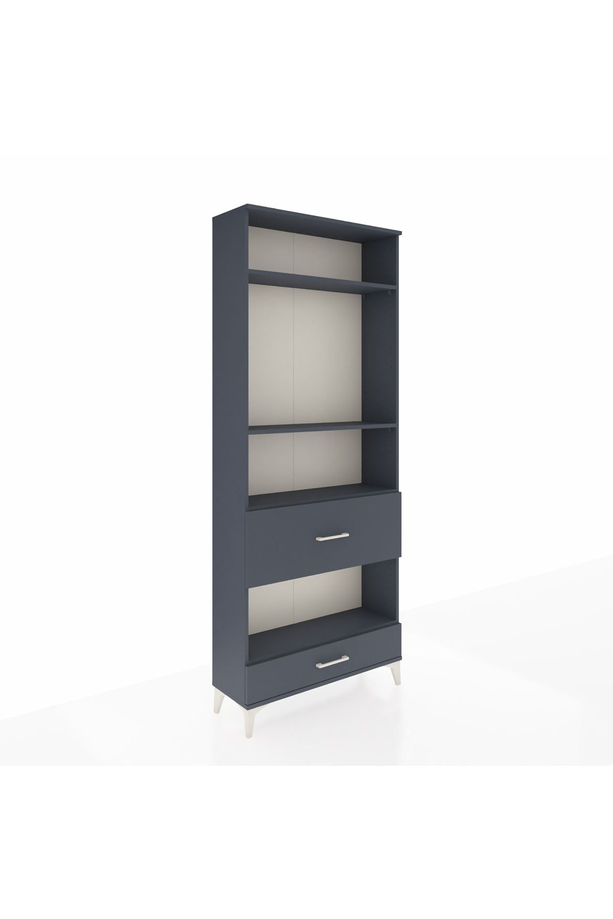 Arges Dolap 4 Raflı 2 Çekmeceli 88x30x221 Antrasit-Antrasit