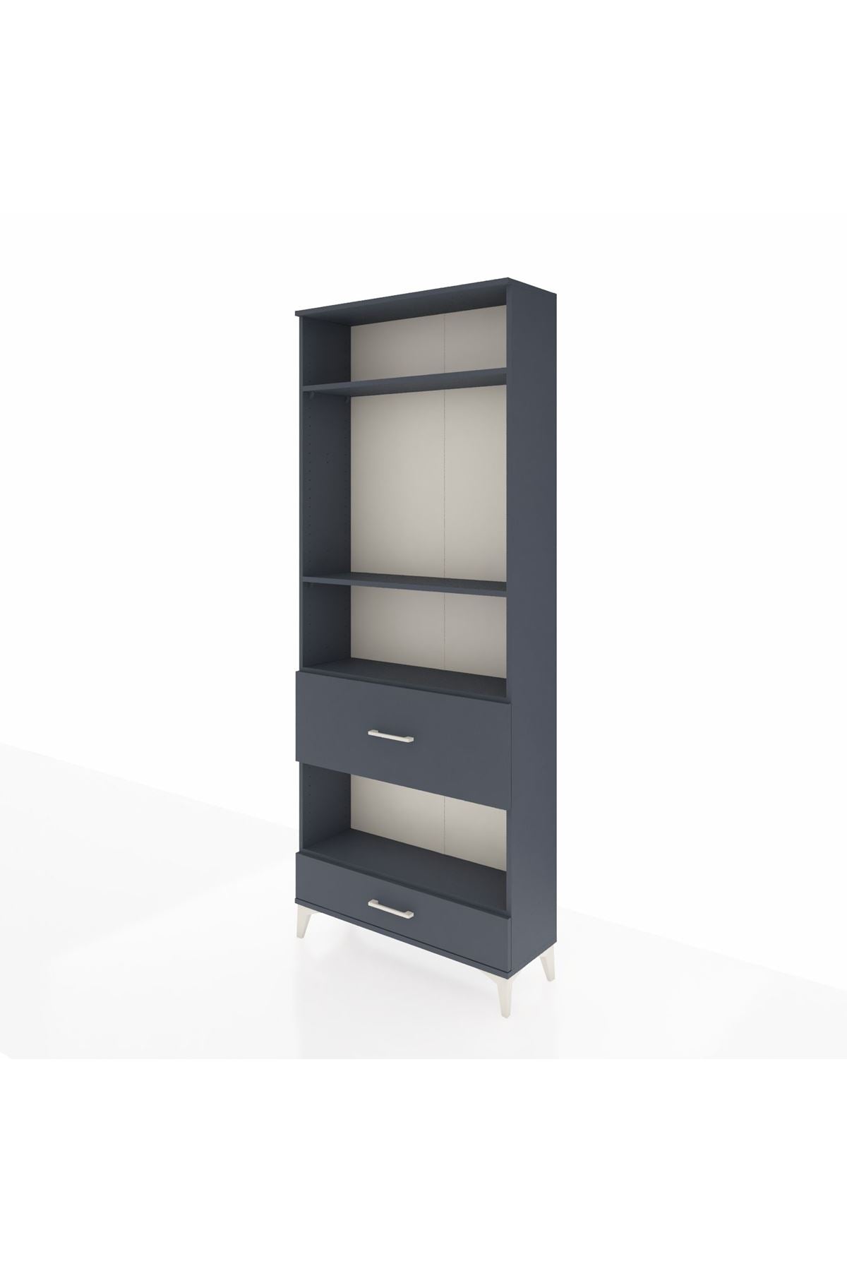 Arges Dolap 4 Raflı 2 Çekmeceli 88x30x221 Antrasit-Antrasit