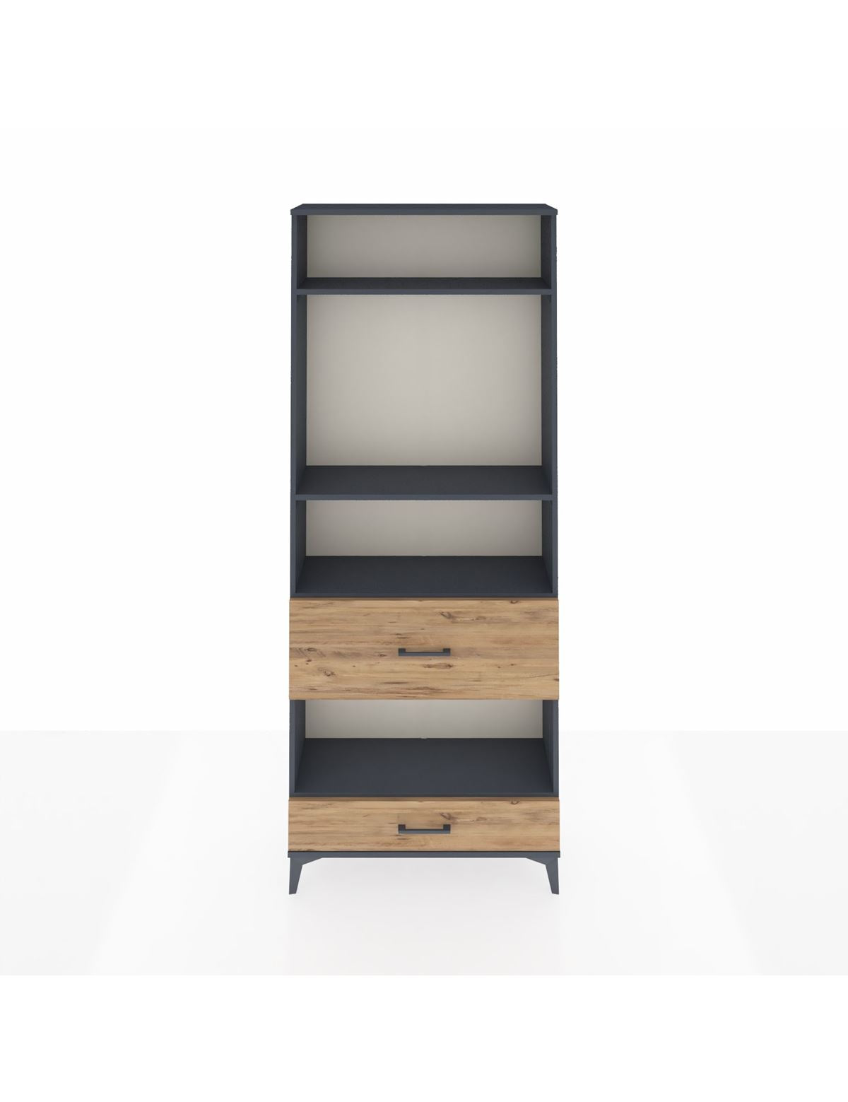 Arges Dolap 4 Raflı 2 Çekmeceli 88x30x221 Antrasit-Çam