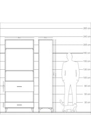 Arges Dolap 4 Raflı 2 Çekmeceli 88x30x221 Antrasit-Antrasit