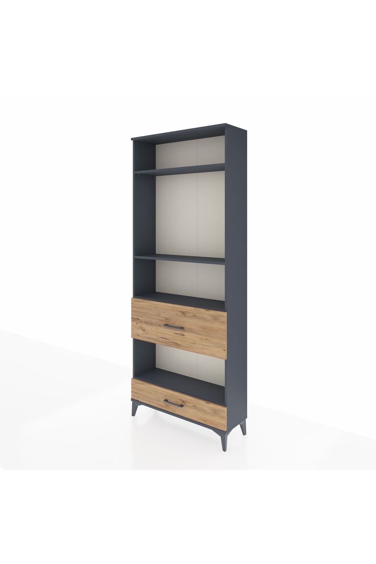 Arges Dolap 4 Raflı 2 Çekmeceli 88x30x221 Antrasit-Çam