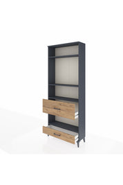 Arges Dolap 4 Raflı 2 Çekmeceli 88x30x221 Antrasit-Çam