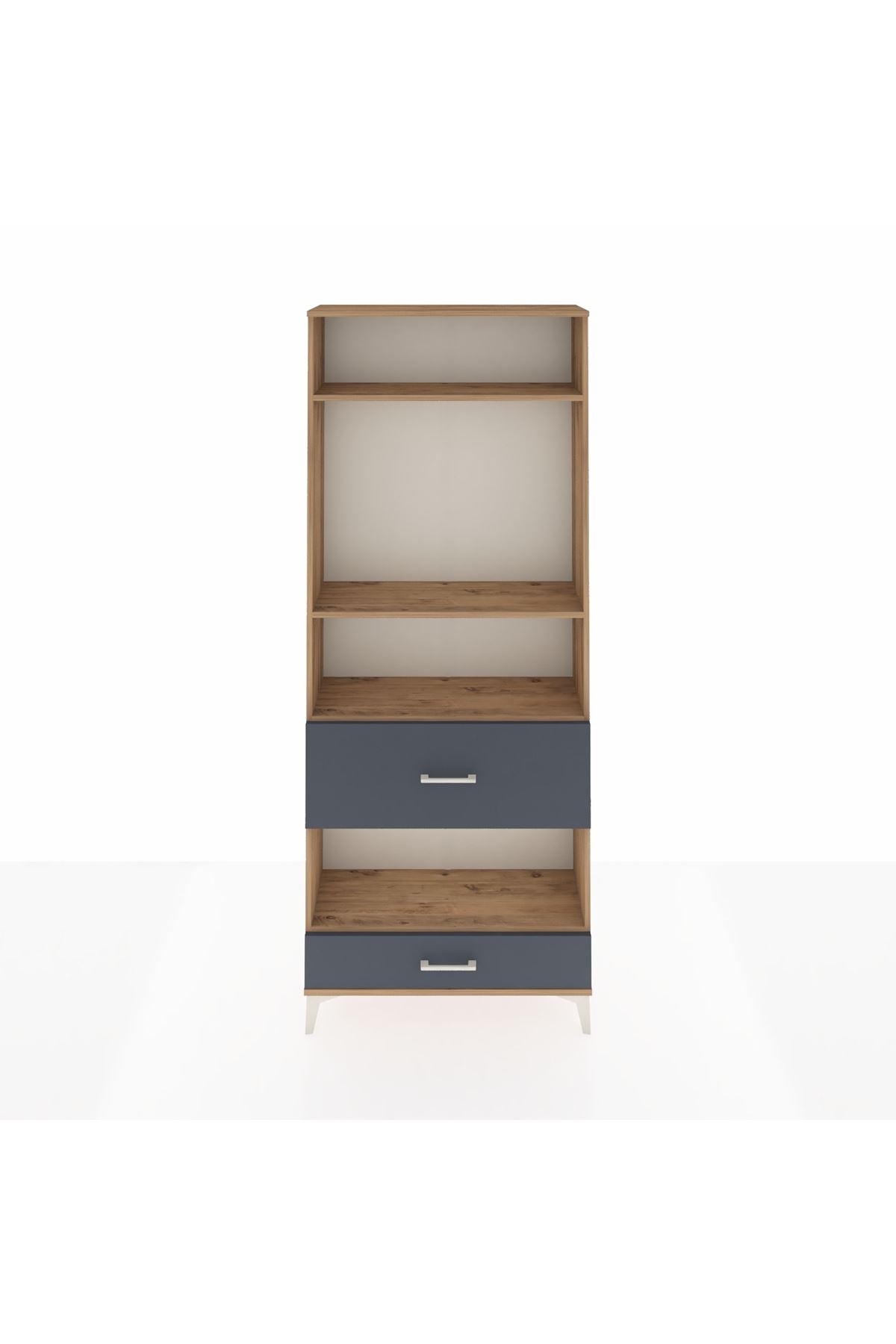 Arges Dolap 4 Raflı 2 Çekmeceli 88x30x221 Çam-Antrasit