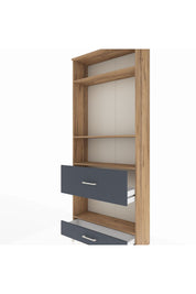 Arges Dolap 4 Raflı 2 Çekmeceli 88x30x221 Çam-Antrasit