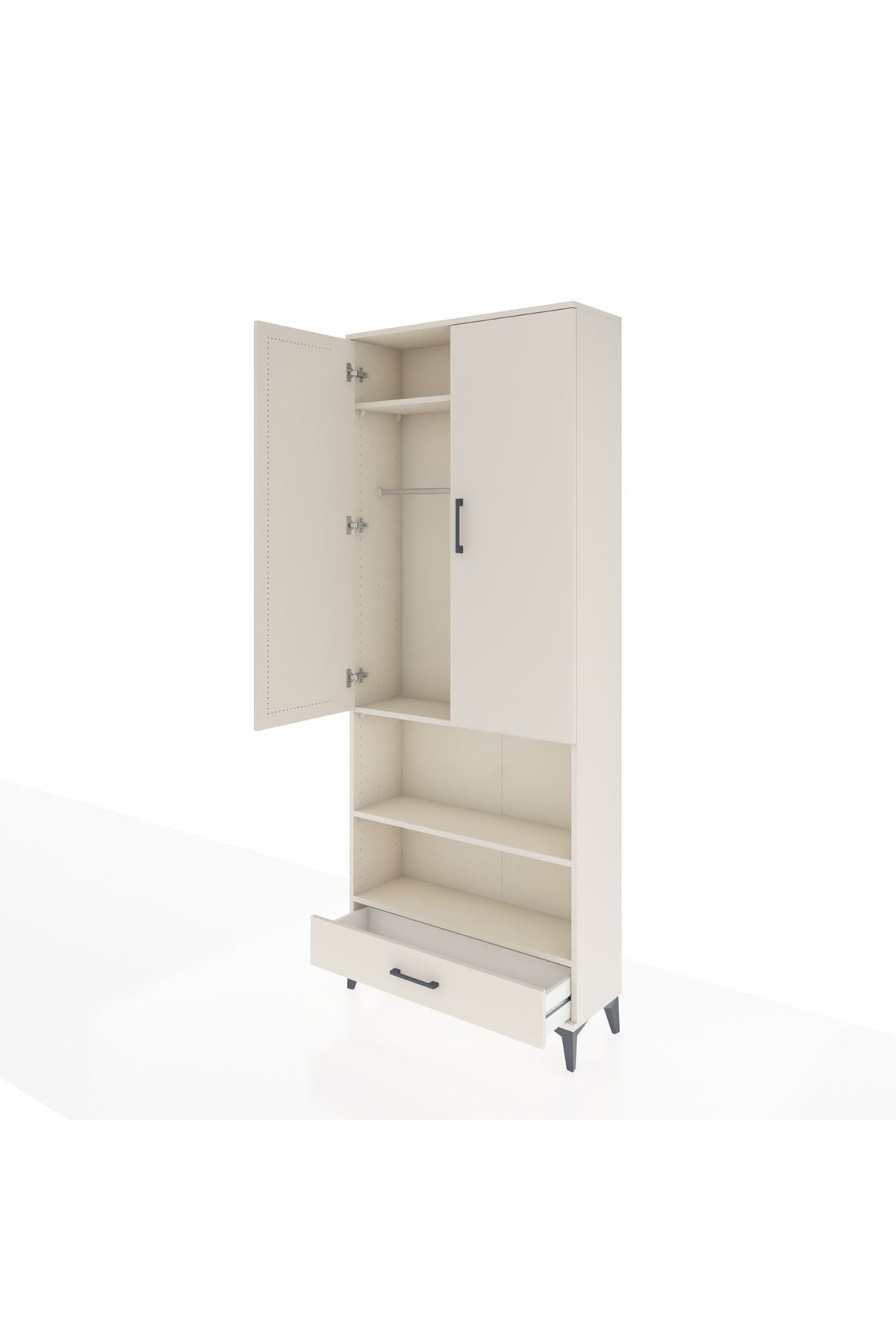 Arges Dolap 4 Raflı Tek Çekmeceli Tek Askılı 88x30x221 Aytaşı-Aytaşı