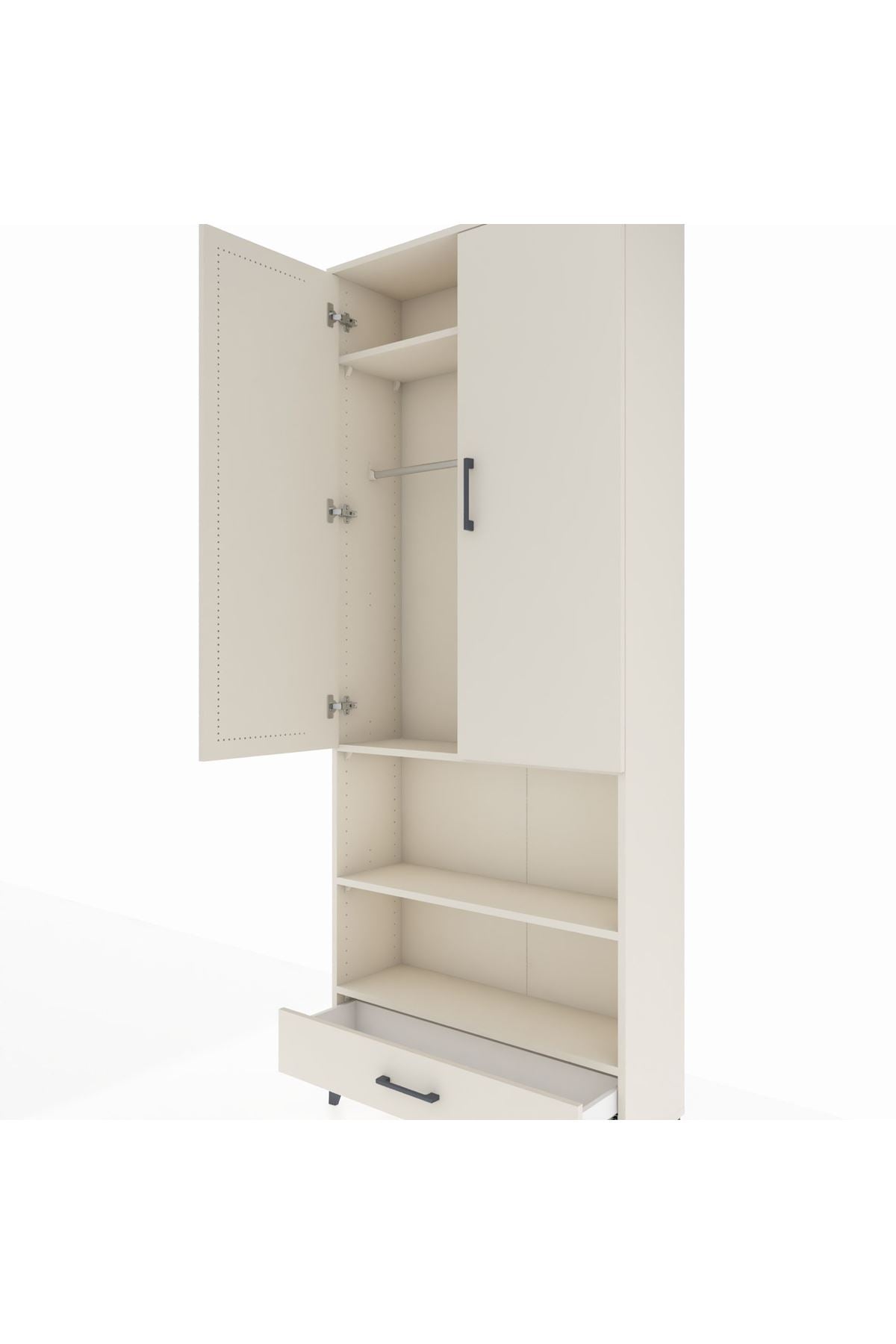 Arges Dolap 4 Raflı Tek Çekmeceli Tek Askılı 88x30x221 Aytaşı-Aytaşı