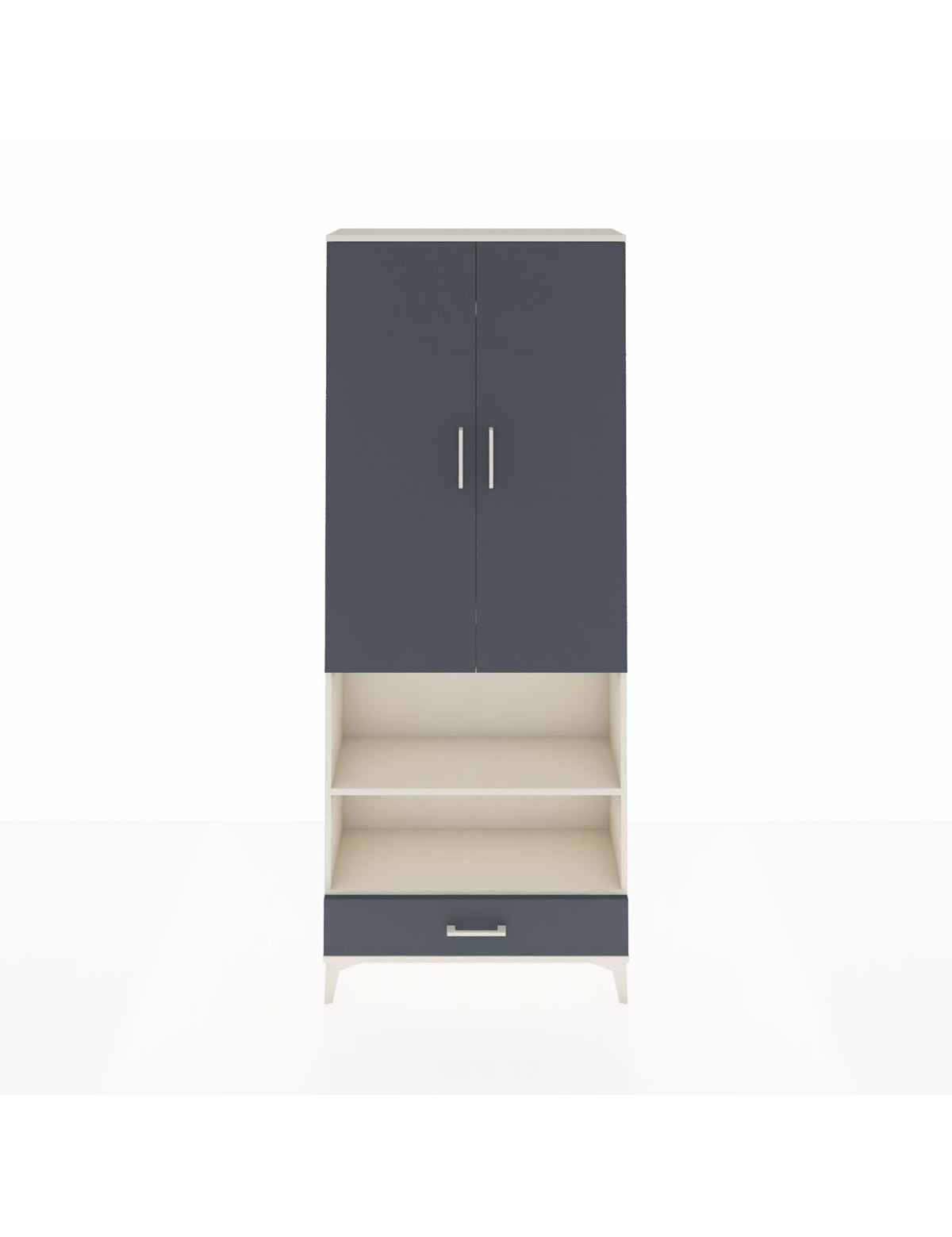 Arges Dolap 4 Raflı Tek Çekmeceli Tek Askılı 88x30x221 Aytaşı-Antrasit